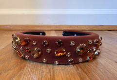 Lele Sadoughi NWOT $185 Walnut Brown Velvet Charlotte Crystal Sprinkle Headband