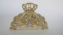 Gold or silver clear or AB crystal heart metal hair claw clip jaw clip