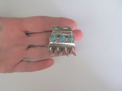 Small medium turquoise blue stone geometric metal western hair claw clip