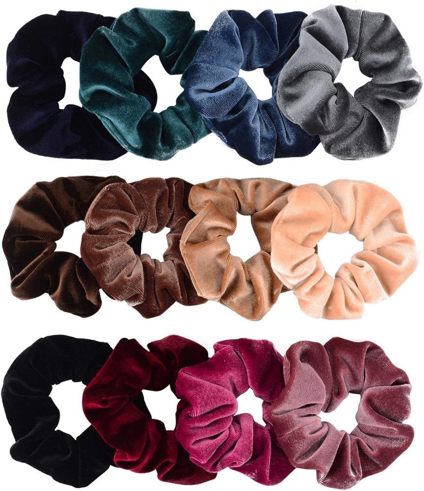 Whaline 12 Pack Hair Scrunchies Premium Velvet Scrunchy Elastic Hair Bands for G