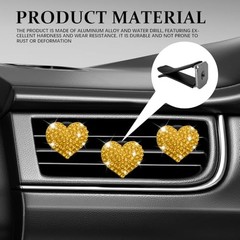 4PCS Heart-Shaped Car Vent Clip with Rhinestone, Vent Clip Car Style1 Yellow