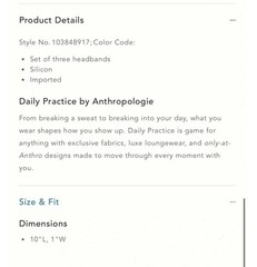 Anthro Daily Practice Silicon Headbands, Set of 3 Black, White, and Brown sport