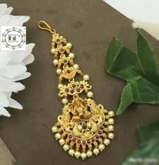 Unique Gold Plated Fine Touch Matte Finish Lord Lakshmi Mangteeka For Women