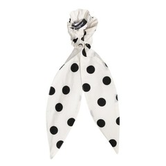 DOLCE & GABBANA Hair Scrunchie White Cotton Polka Dot Scarf Tie Accessory 450usd