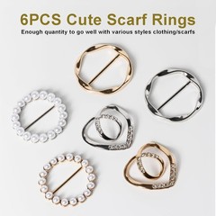 6 Piezas Anillos Y Clips Bufandas 3 Tamanos Accesorios Ropa Mujer Oro Plata