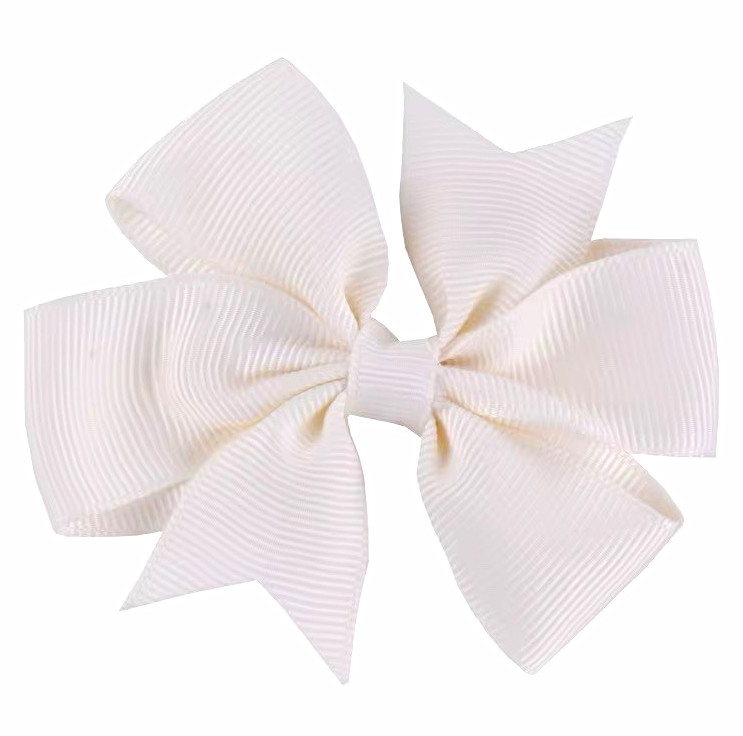 Grosgrain Ribbon Hair Bow Clip White Solid for Women Teens Unisex All Hair Types
