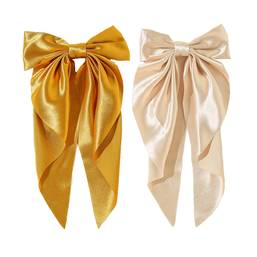 2Pcs Super Big Bow Hair Clips French Style Soild Color Knotted Bowknot Spring Sn