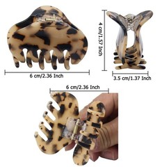 Tortoise Shell Hair Claw Clips 2.4 Inch Medium Acrylic Banana Barrettes Pack 6