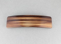 Dk Brown Gold barrette big rectangle hair clip 4.25″ long plastic wood grain