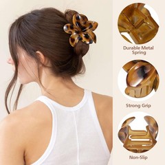 6 PCS Flower Hair Clips for Women, 1 Count (Pack of 6), Tortoise Shell