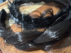 Used Excellent Women’s Black And Black-Brown Faux Hair Braid Headbands 2 Pc Set