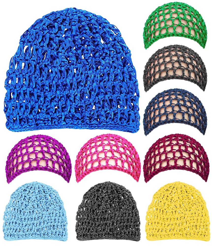 Mesh Crochet Hair Net Rayon Knit Snood Hat Thick Short Women Hairnet Snoods