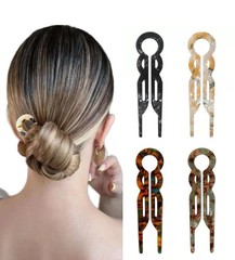 4PCS French U-Shaped Hair Clips – 4.6″ Magic-Grip U-Grip Pins for Long, Thick, C