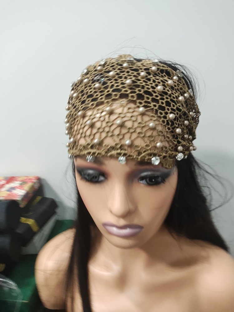 Brown Beaded And Stone Head Band