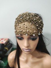 Brown Beaded And Stone Head Band
