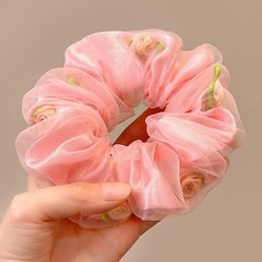 Sweet Korean Style Summer Accessories Mesh Hair Ties Floral Scrunchies