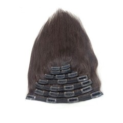 Real Human Hair Clip in Hair Extensions Natural Black Straight Full Head 26in