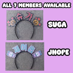 Jimin BTS Headband KPOP Rhinestone Hair Banner Hangul Name Handmade