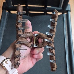 Large Brown Fabric Wrapped Clear Plastic Claw Hair Clip, Solid Classic
