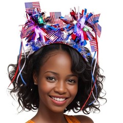 Light up Independence Day Headbands for Women Sparkling Stars Head Boppers Bl…