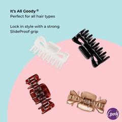 Goody SlideProof Medium Claw Hair Clips 4 Count Classic Hair Accessories