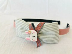 Ladies Kids Girls Bunny Bow Fabric Fashion Headband Hairband New Plastic Frame