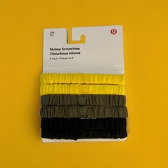 Lululemon Skinny Scrunchies 6 Pack Hair Ties In Yellow Olive & Black New