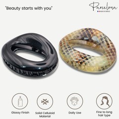2 PCS 2 1/2 Inch Small French Flat Celluloid Hair Clips NonSlip Grip