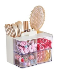 UFORU Hair Accessories Organizer with Brush Holder, 2Layer, White-2Layer