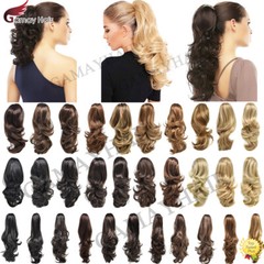 Thick Jaw Claw Clip In Ponytail Curly Wavy Hair Extensions Natural As Human Hair