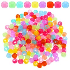 200 Pcs Rainbow Clip on Hair Beads, Plastic 1 Count (Pack of 200), Multicolor