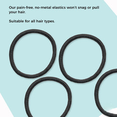 Ouchless Black Hair Ties – 15 Ct, 4MM Rubber Bands for Women & Men