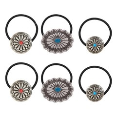 6Pcs Western Style Hair Rope Turquoise Rubber Band Head Jewelry Hair Accessor…