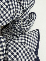 Sezana Navy & White Gingham Hair Scruchie Maxi Chouchou Vichy Bleu Ruffle Rare