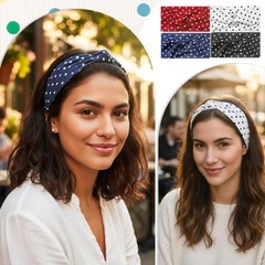 Dimioaoa 4Pcs Wide Elastic Polka 4 Count (Pack of 1), Black, White, Red, Navy
