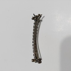 Vintage Rhinestone Bar Hair Clip Clear Silver Tone