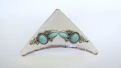 Turquoise blue triangle metal native tribal hair claw clip fine thin hair
