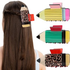 3Pcs Pencil Hair Claw Clips for Women Girls, Funny Hairpins Style