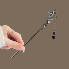 1 pc Women’s Tassel Hair Stick Black Beads Fringe Hanfu Hairpin