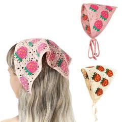 Crochet Hollow Triangle Headband Towel Women Spring and Summer Hair Scarf