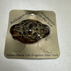 Bellissima Design Classic Hair Ornament Clip 2 ” Brown With Gold design