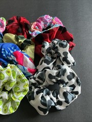 12pc Lot Hair Scrunchies Tween Floral Red Blue Pink Multicolor, Brand New