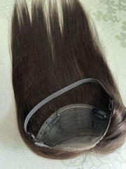 Thin Seamless Lace Front 100%Human Hair Topper with a Black Elastic Band 12″~18″