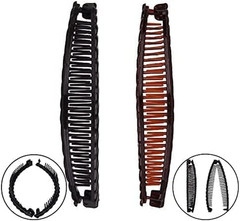 2Pack One Black and One Brown Tort Banana Clips Fish Clips Combs Tool Vintage Cl
