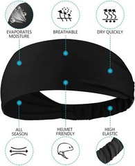 2 Pack Men Women Workout Headbands Travel Sweatband Elastic Non Slip Sweat Bands