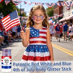 Patriotic 4th of July Glitter Stick,Sparkle Red White and Blue Face Hair Body Gl