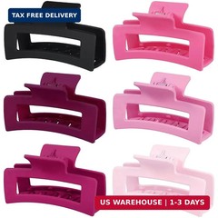 Sisiaipu 3.5 Inch Medium Hair Claw Clips 6 Pack Hair Clips for Women Square Rect