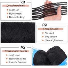 RuiYok 2 Pcs Natural Black Brazilian Wool Hair for Braids Acrylic 2Roll, #1B