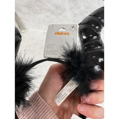 Claire’s Black Devil Horns Headband Faux Leather Feather Trim Costume Accessory