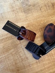 L. Erickson Matte Oval Hair Claw Clips Black Tortoise Shell